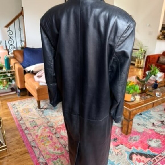 Vintage Maxima Black Leather Duster Coat - Picture 5 of 6